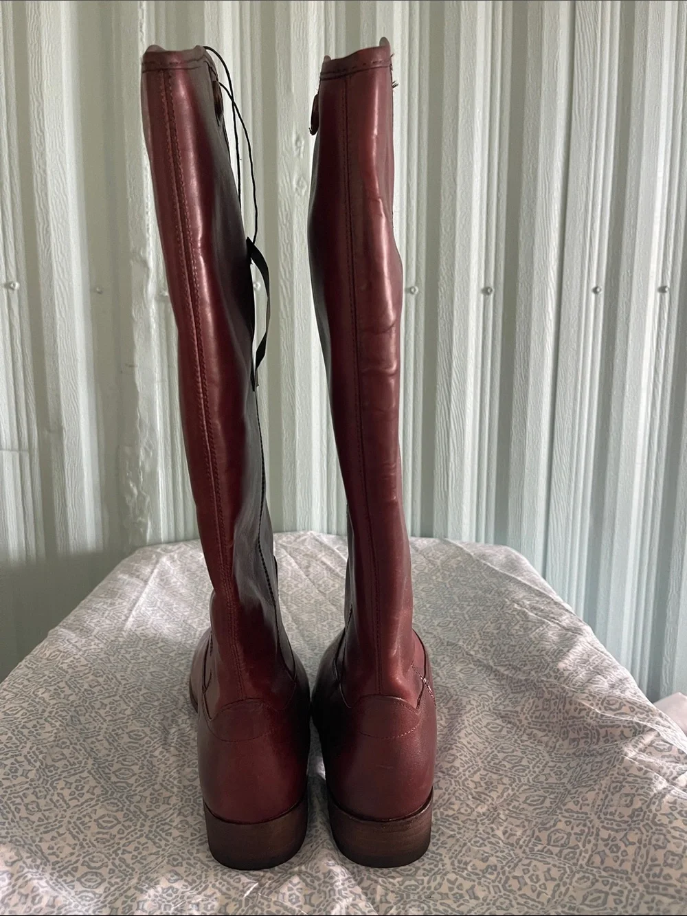 Frye Melissa Button Leather Boots - Mahogany Brown Extended Calf NEW size 9.5